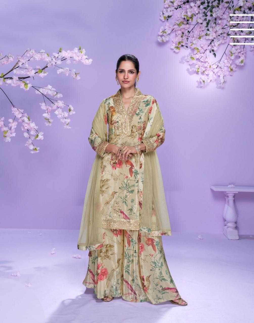 Chinon Silk Embroidery Palazzo Suit - MYLUXURY LANE ENTERPRISE
