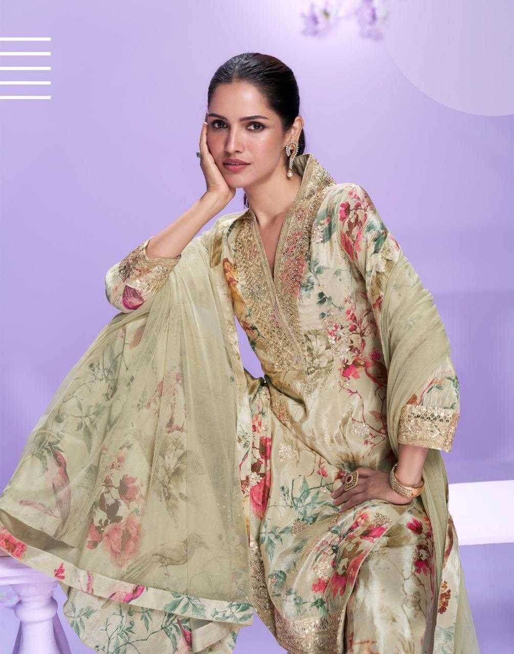 Chinon Silk Embroidery Palazzo Suit - MYLUXURY LANE ENTERPRISE