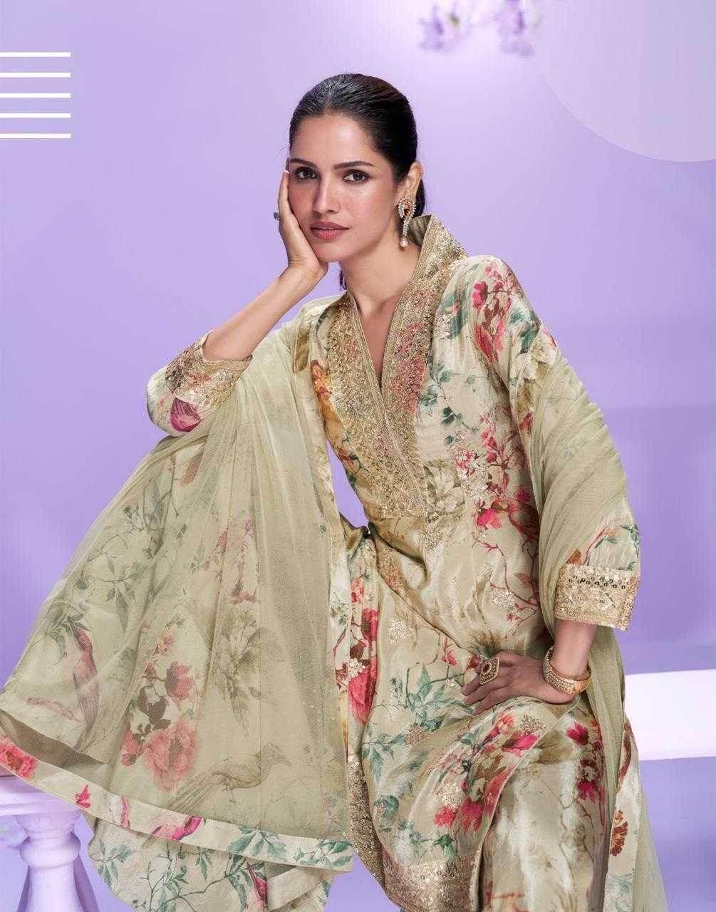 Chinon Silk Embroidery Palazzo Suit - MYLUXURY LANE ENTERPRISE