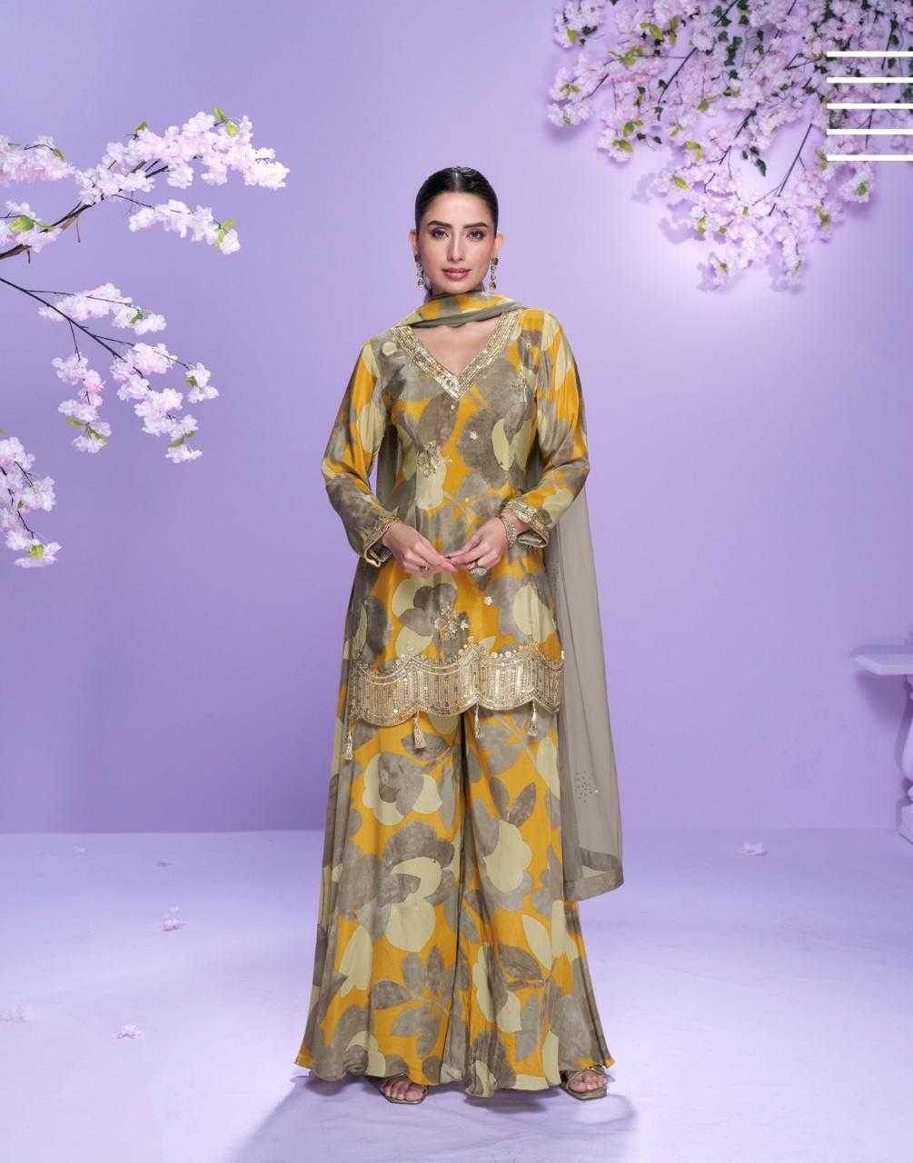 Chinon Silk Embroidery Palazzo Suit - MYLUXURY LANE ENTERPRISE
