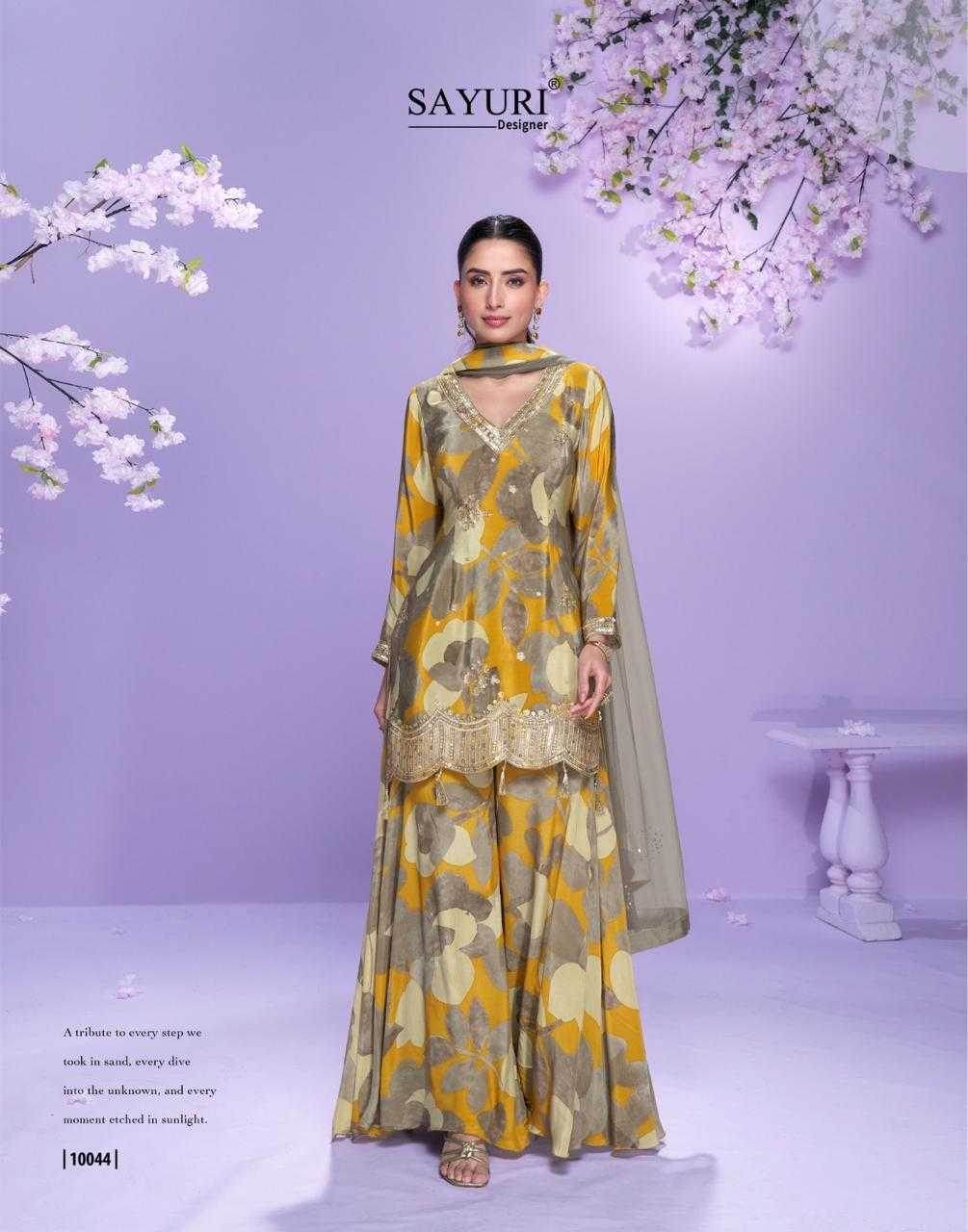 Chinon Silk Embroidery Palazzo Suit - MYLUXURY LANE ENTERPRISE