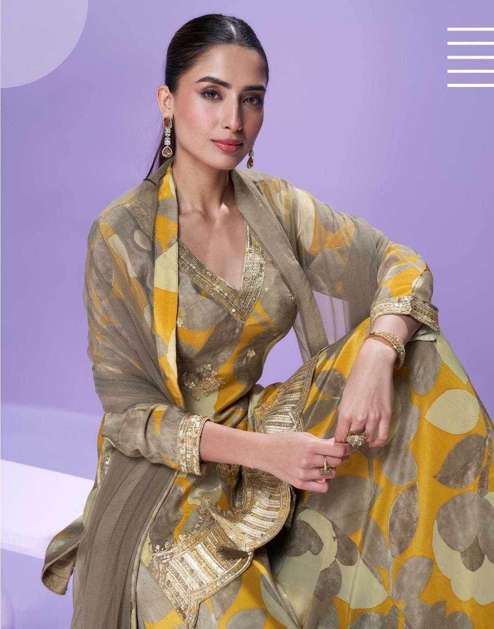Chinon Silk Embroidery Palazzo Suit - MYLUXURY LANE ENTERPRISE