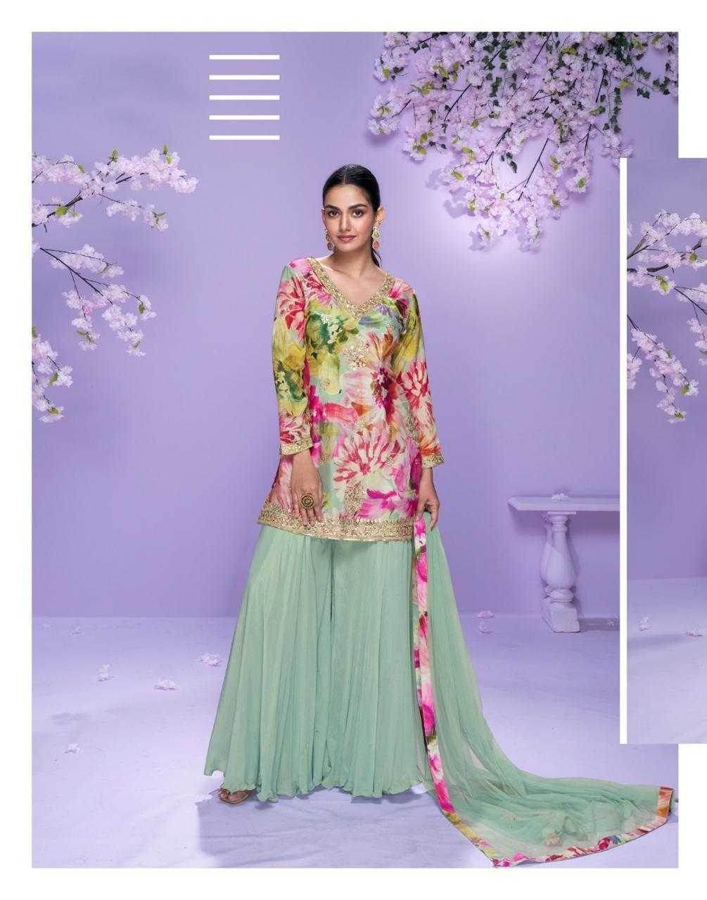 Chinon Silk Embroidery Palazzo Suit - MYLUXURY LANE ENTERPRISE
