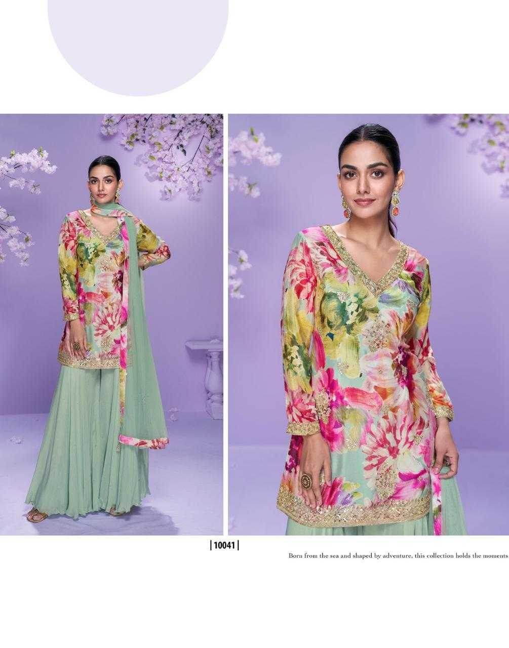 Chinon Silk Embroidery Palazzo Suit - MYLUXURY LANE ENTERPRISE