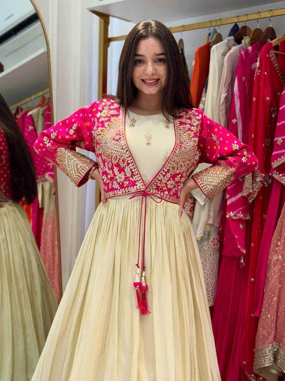 Chinon Silk Embroidery Gown With Dupatta - MYLUXURY LANE ENTERPRISE