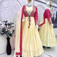 Chinon Silk Embroidery Gown With Dupatta - MYLUXURY LANE ENTERPRISE