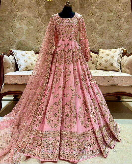 Chinon Silk Embroidery Designer Gown