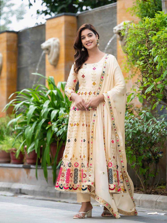 Chinon Silk  Alia Cut Anarkali Suits