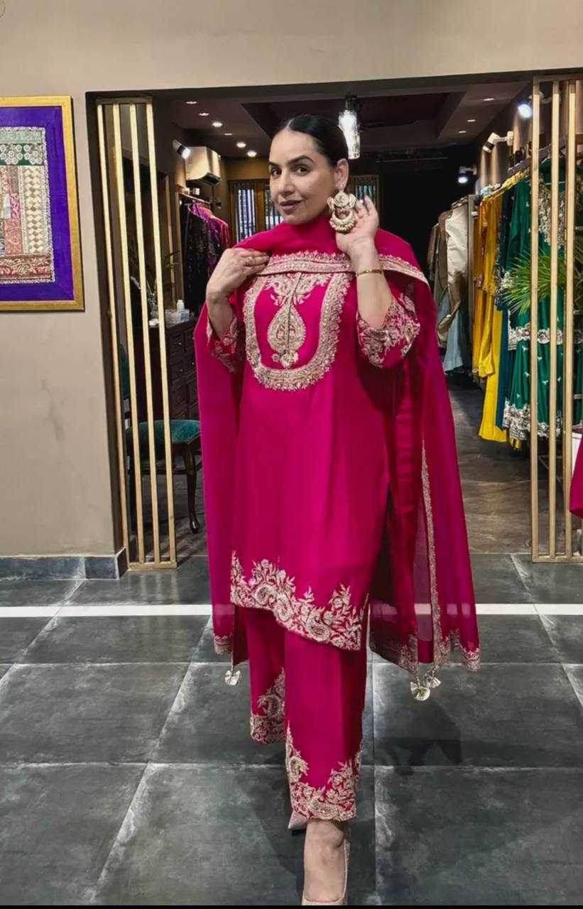 Chinon Silk Ladies Embroidery Designer Suit - MYLUXURY LANE ENTERPRISE