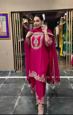 Chinon Silk Ladies Embroidery Designer Suit - MYLUXURY LANE ENTERPRISE