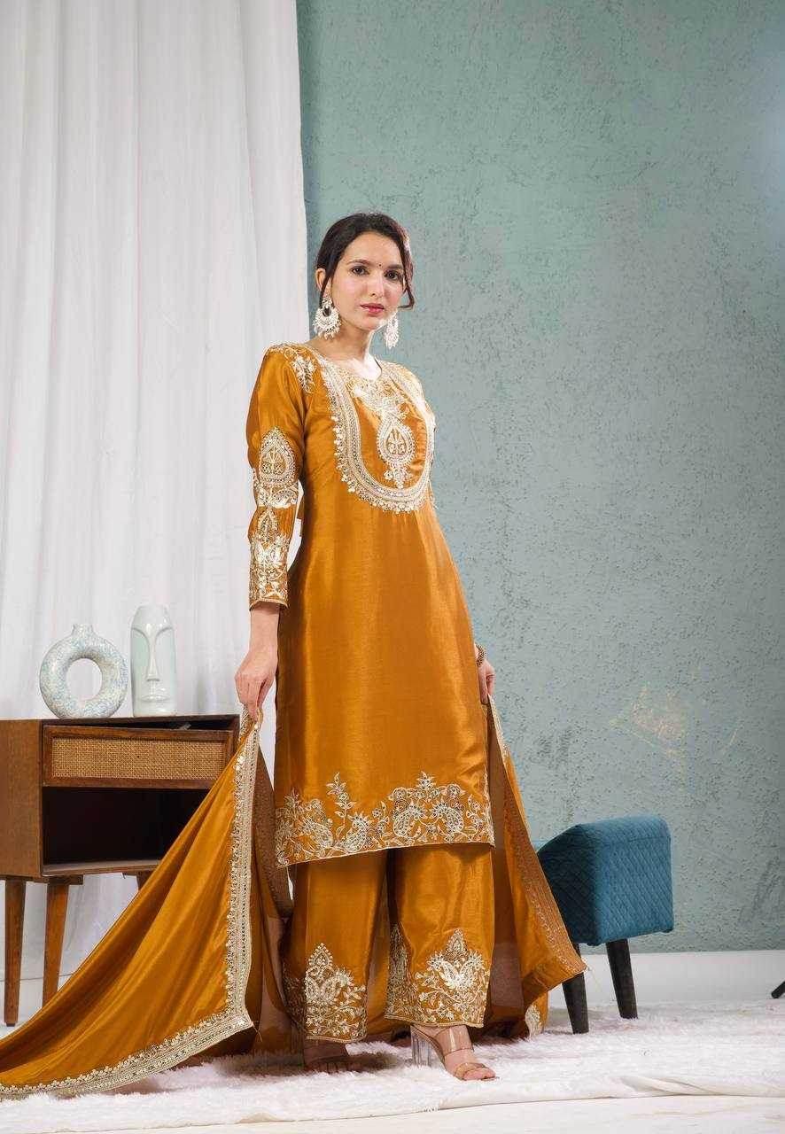 Chinon Silk Ladies Embroidery Designer Suit - MYLUXURY LANE ENTERPRISE
