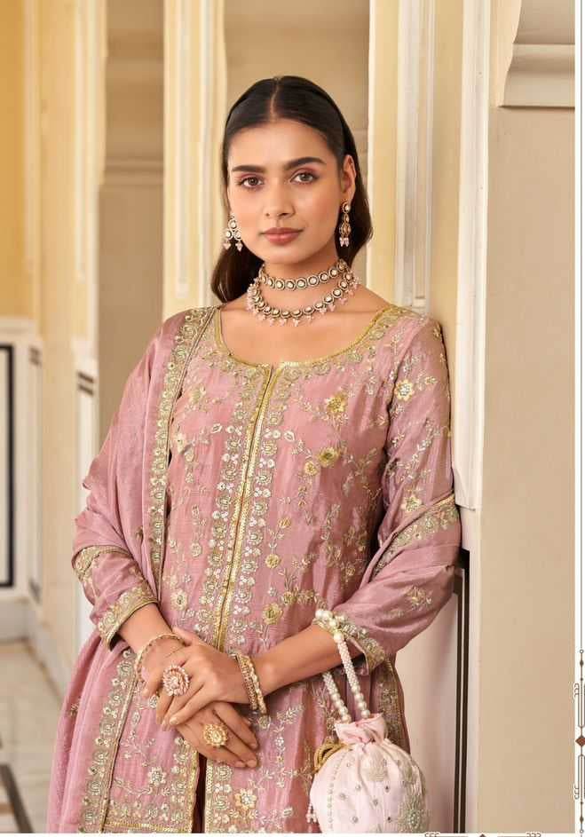 Chinon Silk Embroidery Palazzo Suit - MYLUXURY LANE ENTERPRISE