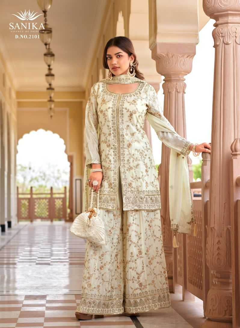 Chinon Silk Embroidery Palazzo Suit - MYLUXURY LANE ENTERPRISE