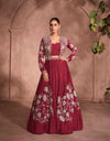 Chinon Silk Embroidered Jacket Style Lehenga - MYLUXURY LANE ENTERPRISE