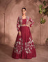 Chinon Silk Embroidered Jacket Style Lehenga - MYLUXURY LANE ENTERPRISE