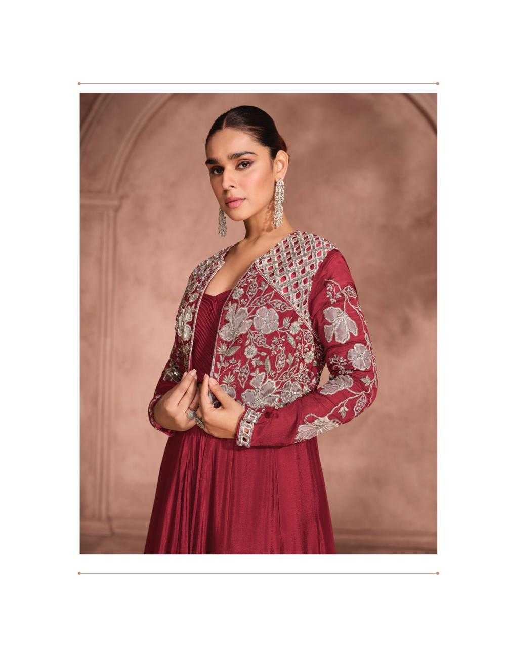 Chinon Silk Embroidered Jacket Style Lehenga
