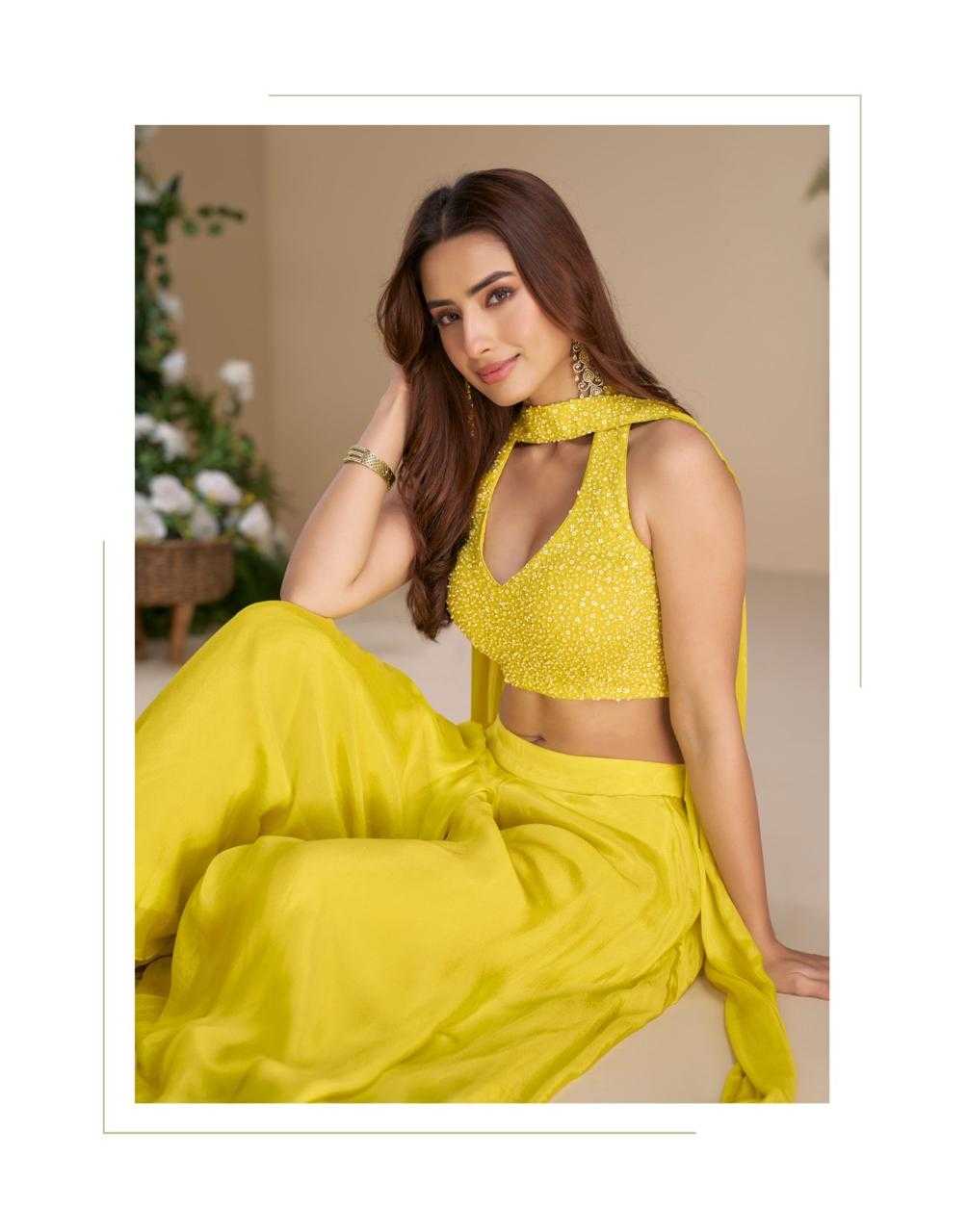 Chinon Silk  Embroidered Lehenga