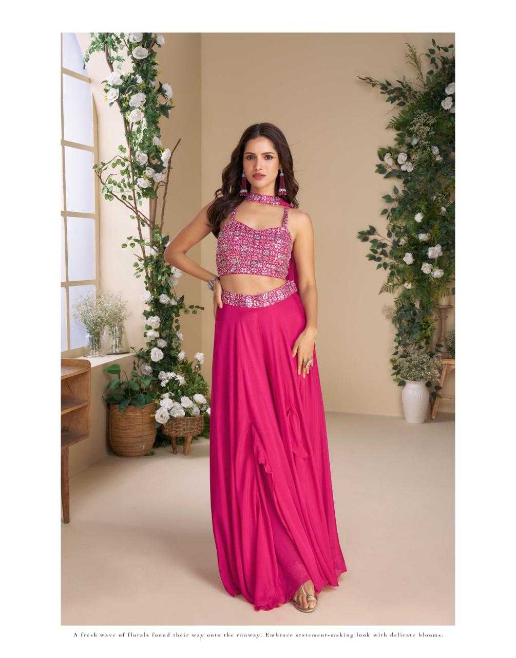 Chinon Silk  Embroidered Lehenga