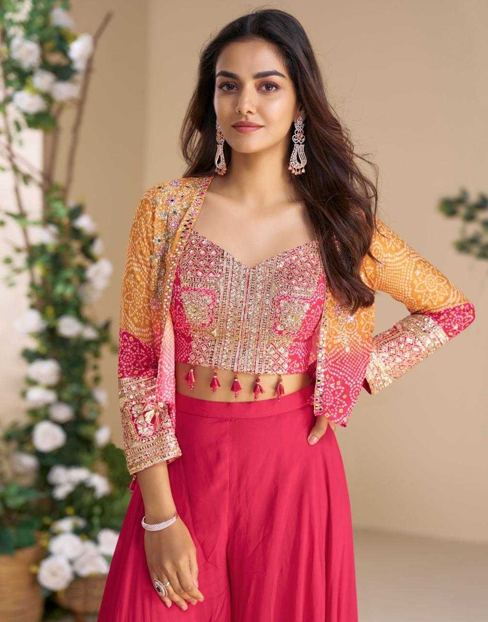 Chinon Silk  Embroidered Lehenga