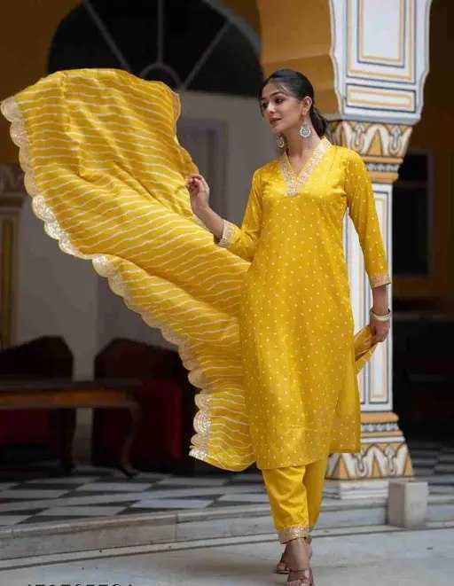 Chinon Silk  Embroidered Kurti