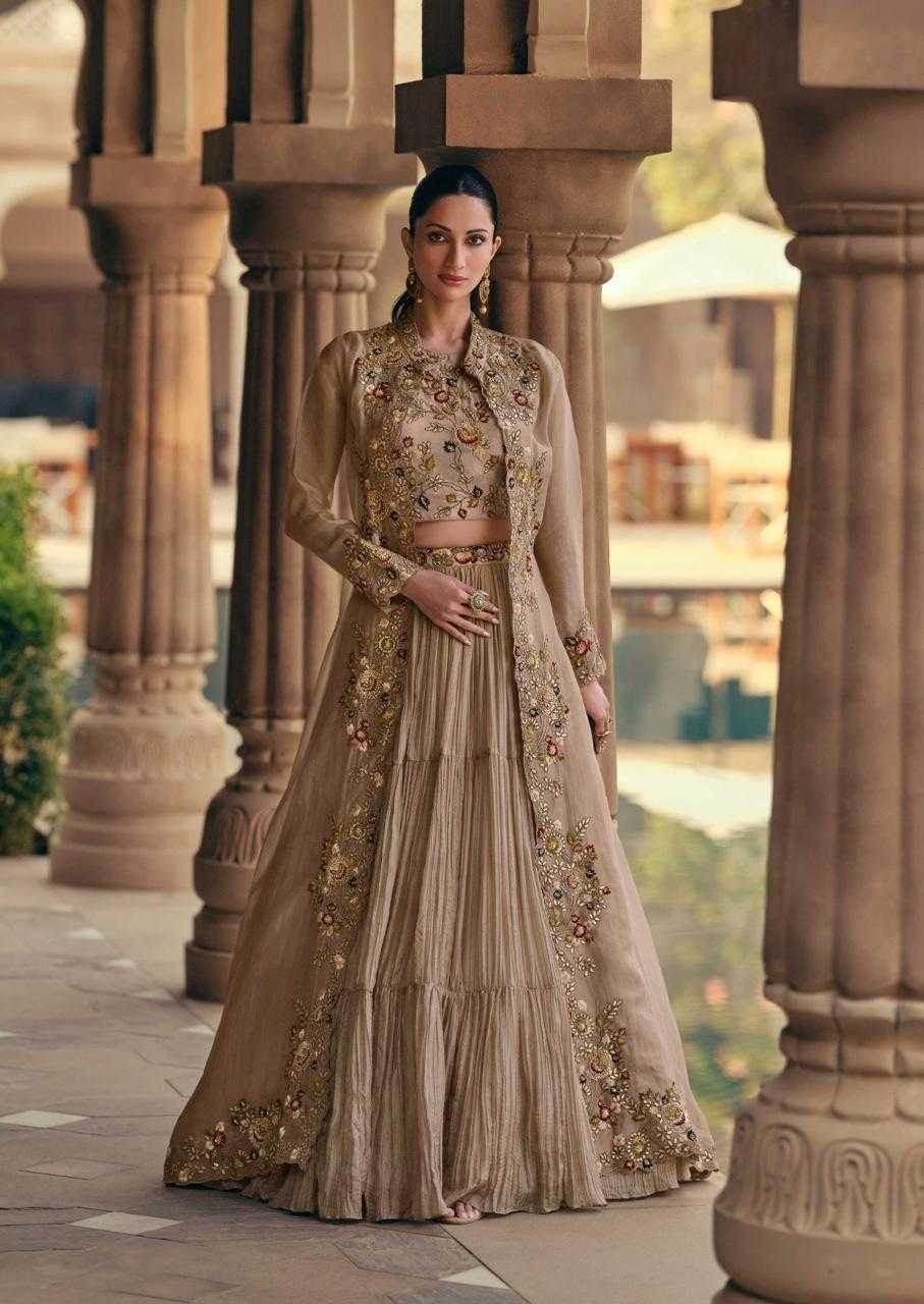 Chinon Silk Embroidered Lehenga With Cancan For Elegance - MYLUXURY LANE ENTERPRISE