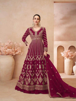 Chinon Silk Embroidered Lehenga for Elegant Occasions - MYLUXURY LANE ENTERPRISE
