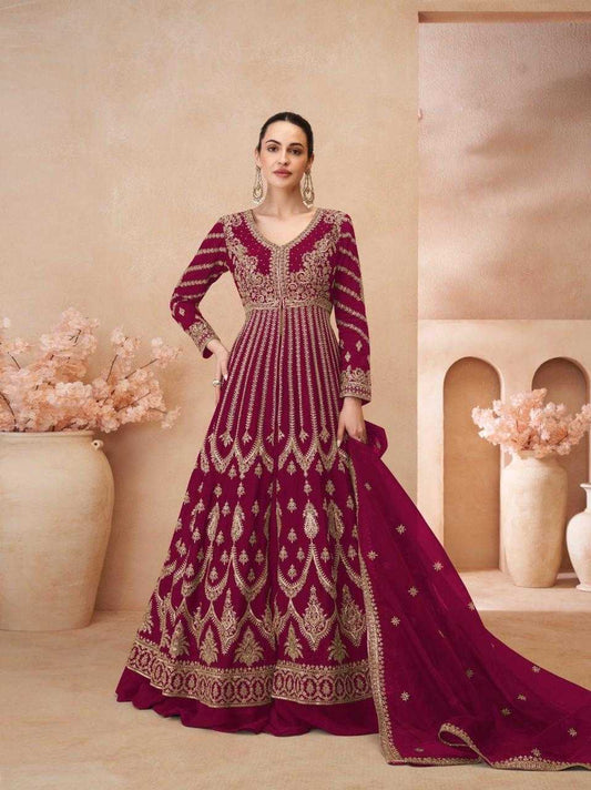 Chinon Silk Embroidered Lehenga for Elegant Occasions
