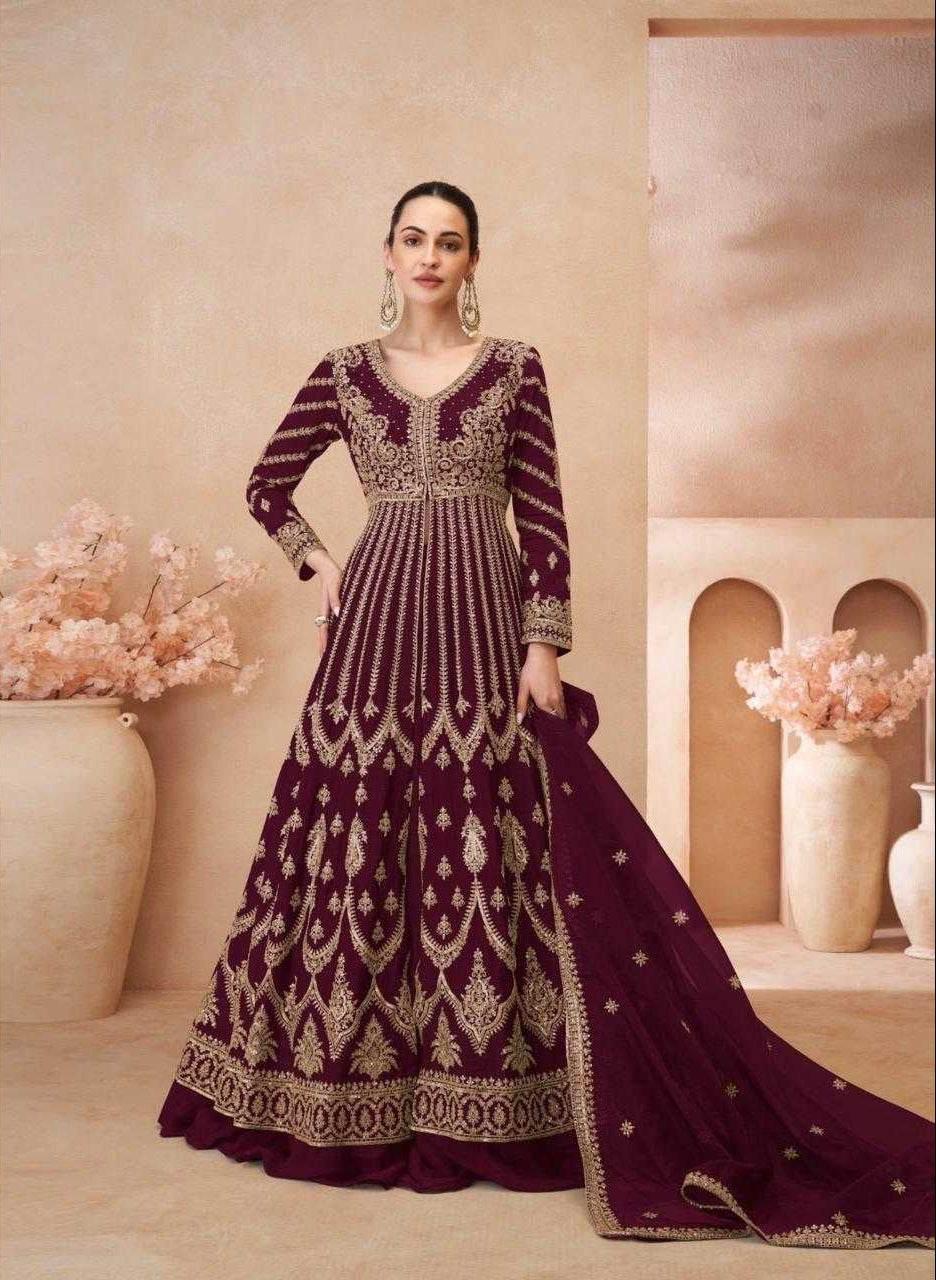 Chinon Silk Embroidered Lehenga for Elegant Occasions - MYLUXURY LANE ENTERPRISE
