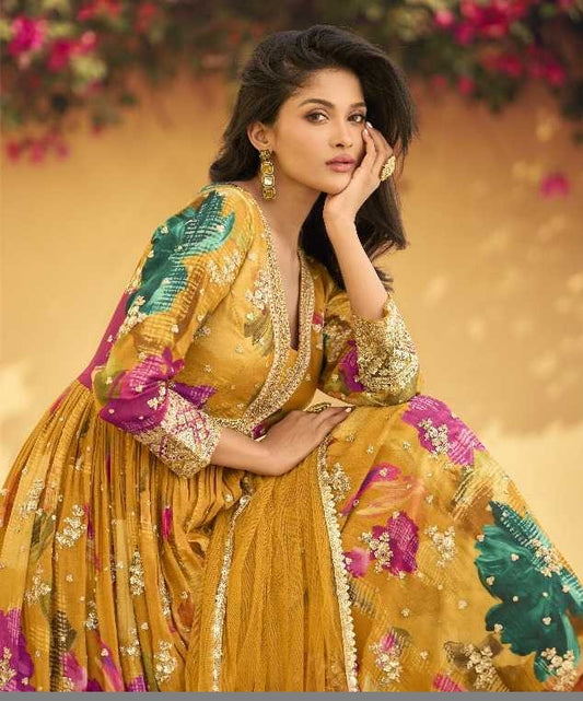 Chinon Silk  Party wear suit