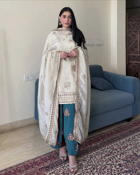 Chinon Silk Embroidery Party wear suit