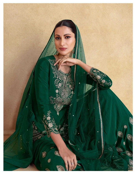 Chinon Silk Embroidery  Palazzo Suit