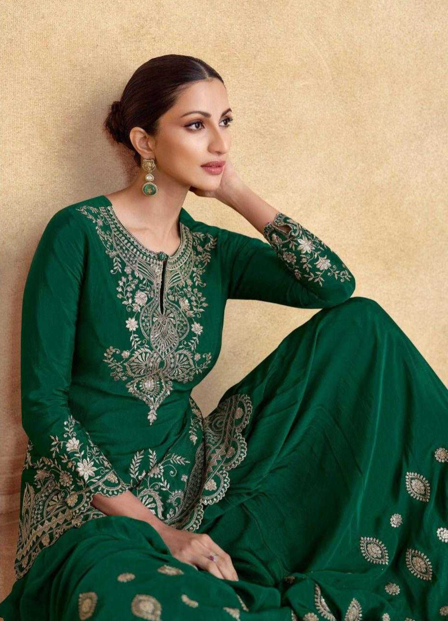 Chinon Silk Embroidery  Palazzo Suit