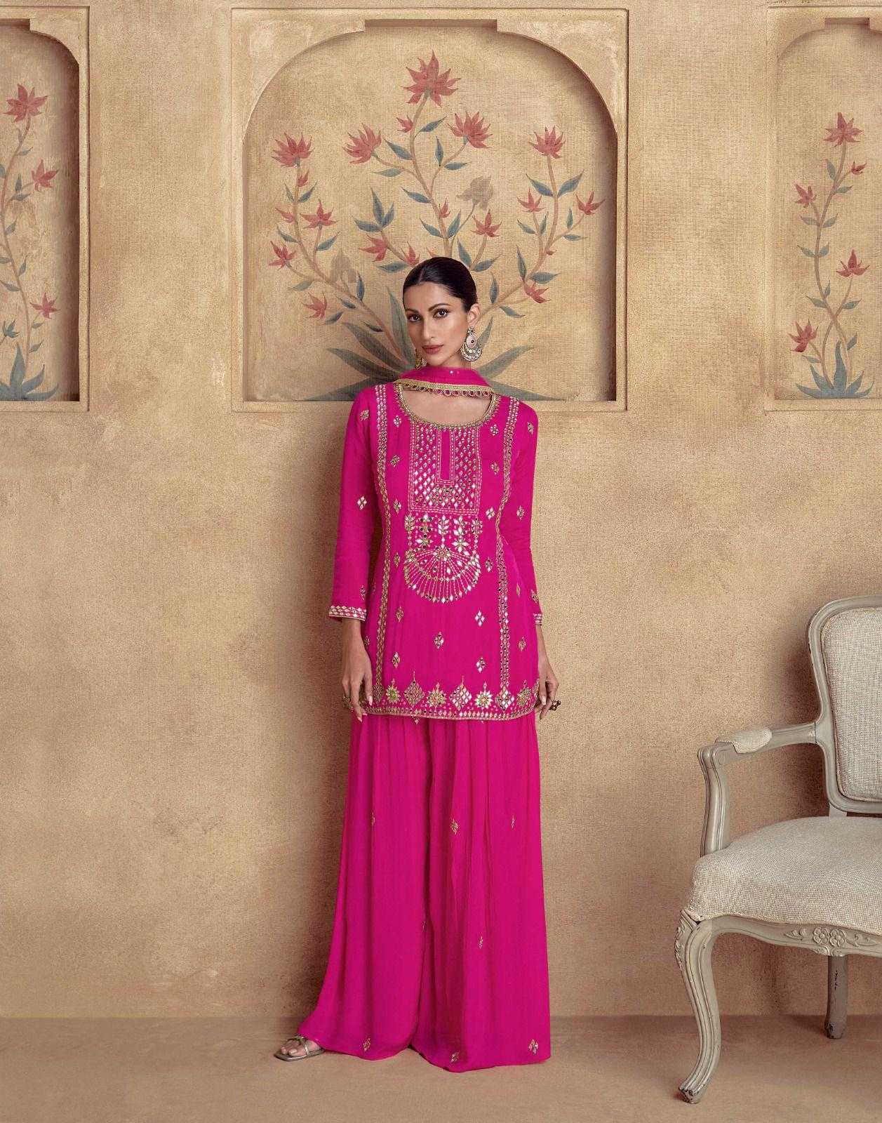 Chinon Silk Embroidery  Palazzo Suit