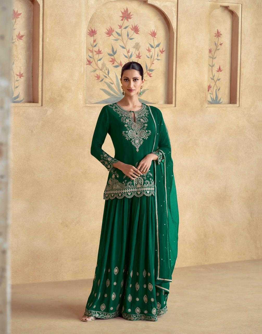 Chinon Silk Embroidery  Palazzo Suit