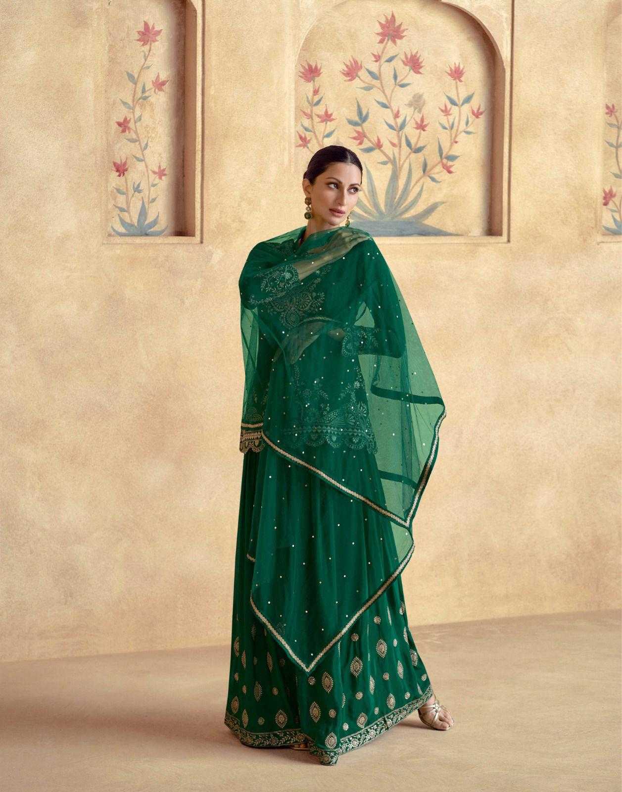 Chinon Silk Embroidery  Palazzo Suit
