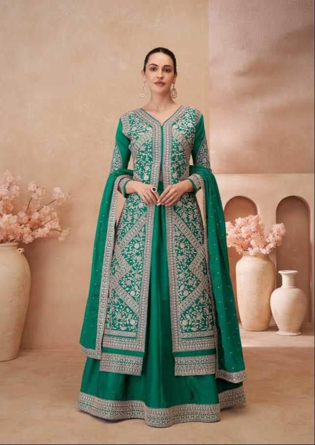 Chinon Silk Jacket Style Lehenga for Elegant Occasions - MYLUXURY LANE ENTERPRISE