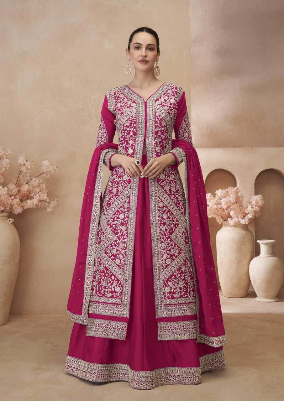 Chinon Silk Jacket Style Lehenga for Elegant Occasions - MYLUXURY LANE ENTERPRISE