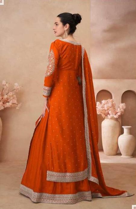 Chinon Silk Jacket Style Lehenga for Elegant Occasions - MYLUXURY LANE ENTERPRISE