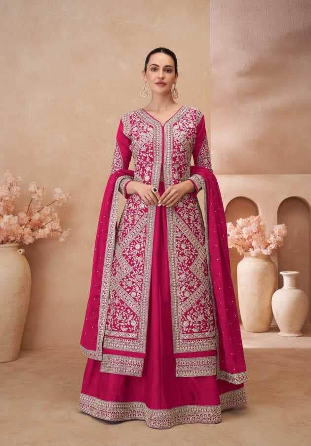 Chinon Silk Jacket Style Lehenga for Elegant Occasions - MYLUXURY LANE ENTERPRISE