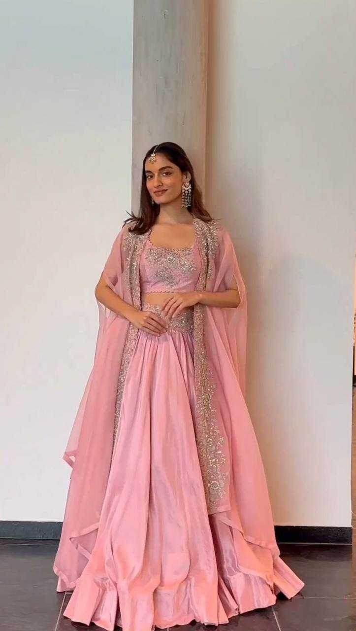 Stunning CHINON SILK LEHENGA with Exquisite Detailing - MYLUXURY LANE ENTERPRISE