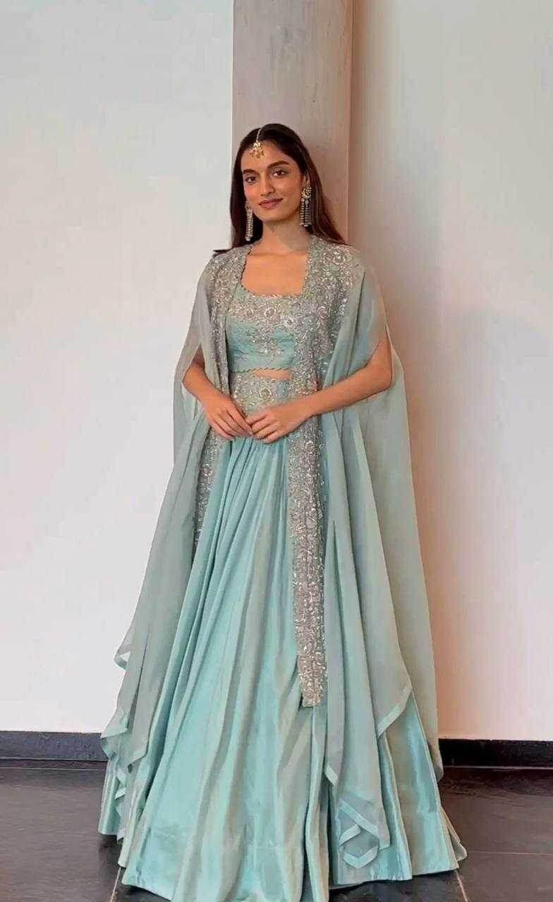 Stunning CHINON SILK LEHENGA with Exquisite Detailing - MYLUXURY LANE ENTERPRISE
