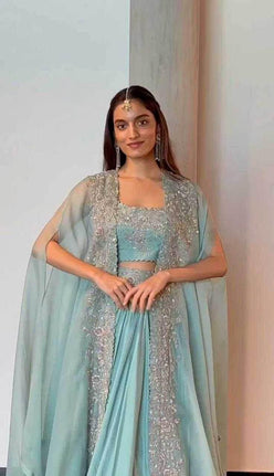 Stunning CHINON SILK LEHENGA with Exquisite Detailing - MYLUXURY LANE ENTERPRISE