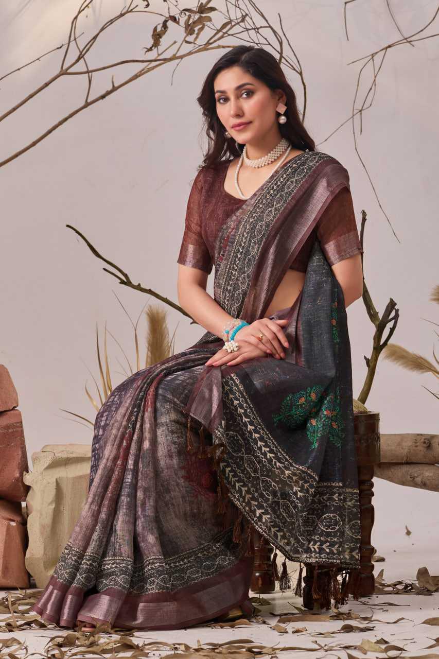 Cotton Linen Sarees - MYLUXURY LANE ENTERPRISE