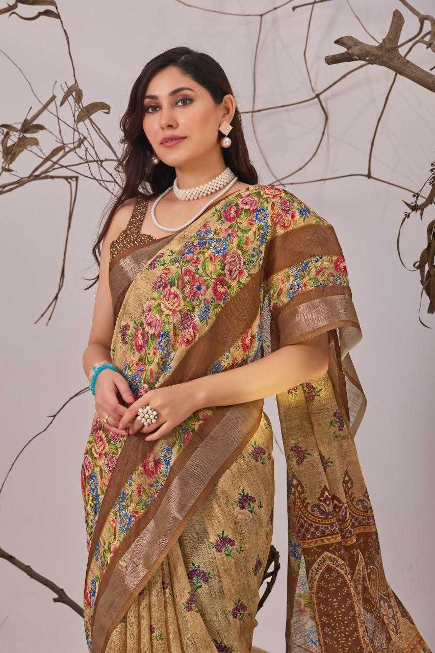 Cotton  Linen Floral Saree