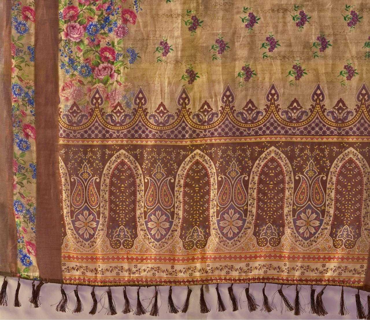 Cotton Linen Floral Saree - MYLUXURY LANE ENTERPRISE