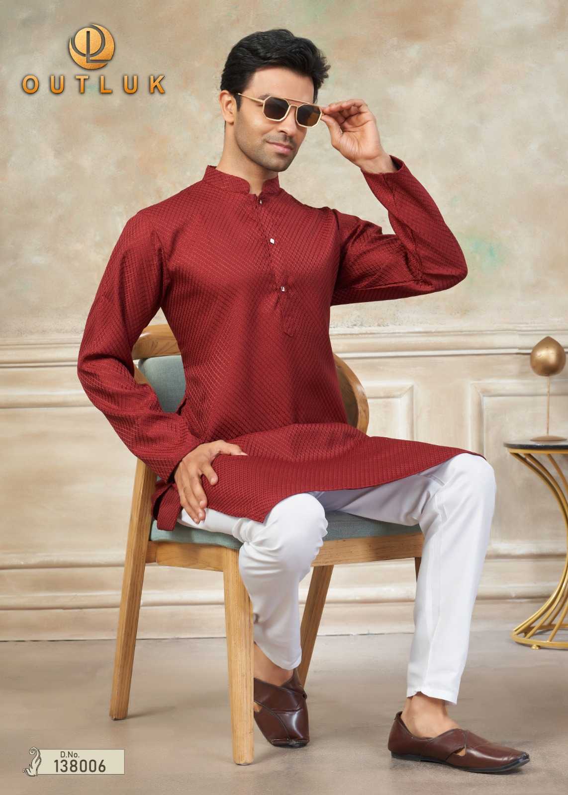 Cotton FARSHI Outluk Mens  Embroidered Kurta Pajama