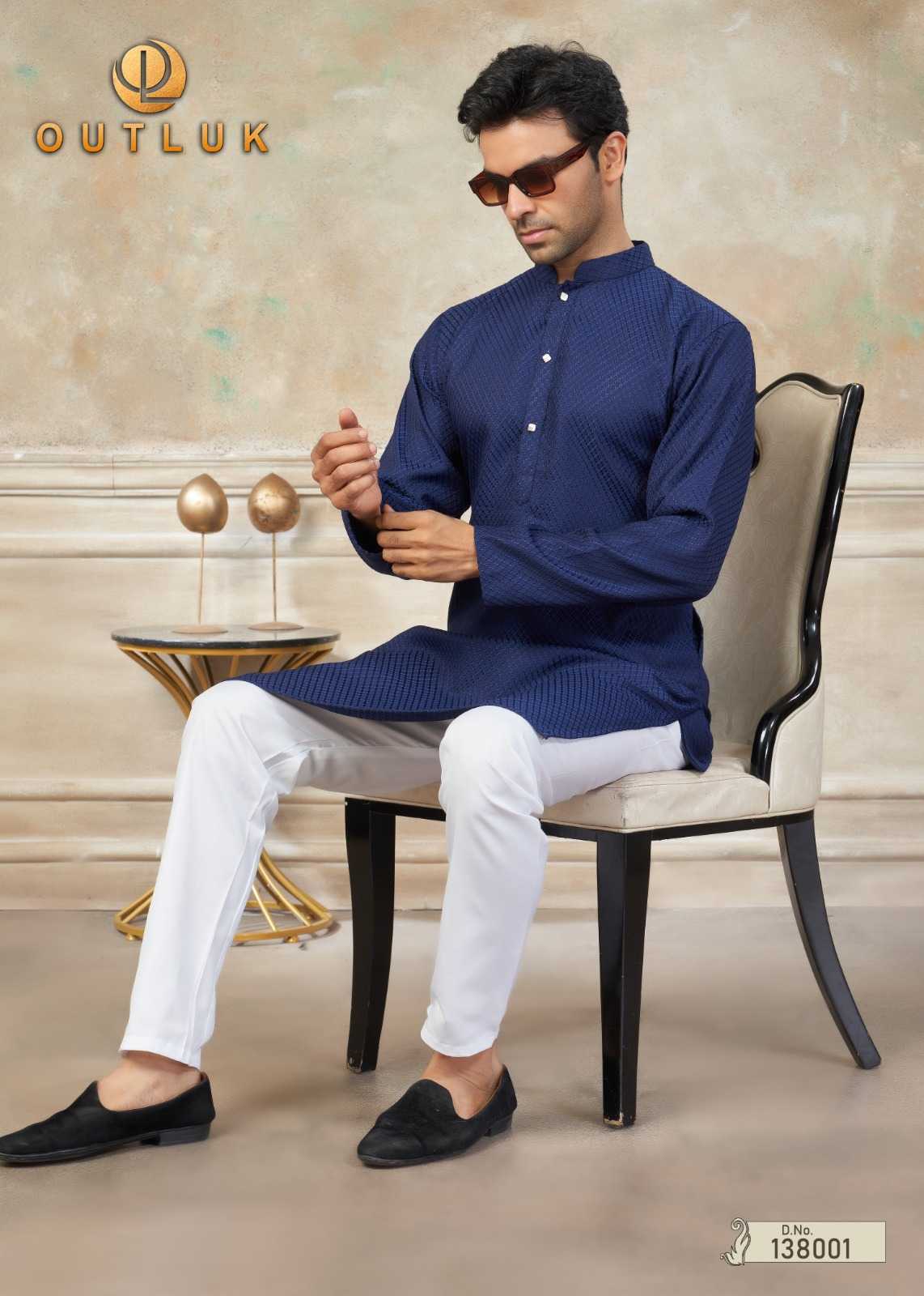 Cotton FARSHI Outluk Mens  Embroidered Kurta Pajama
