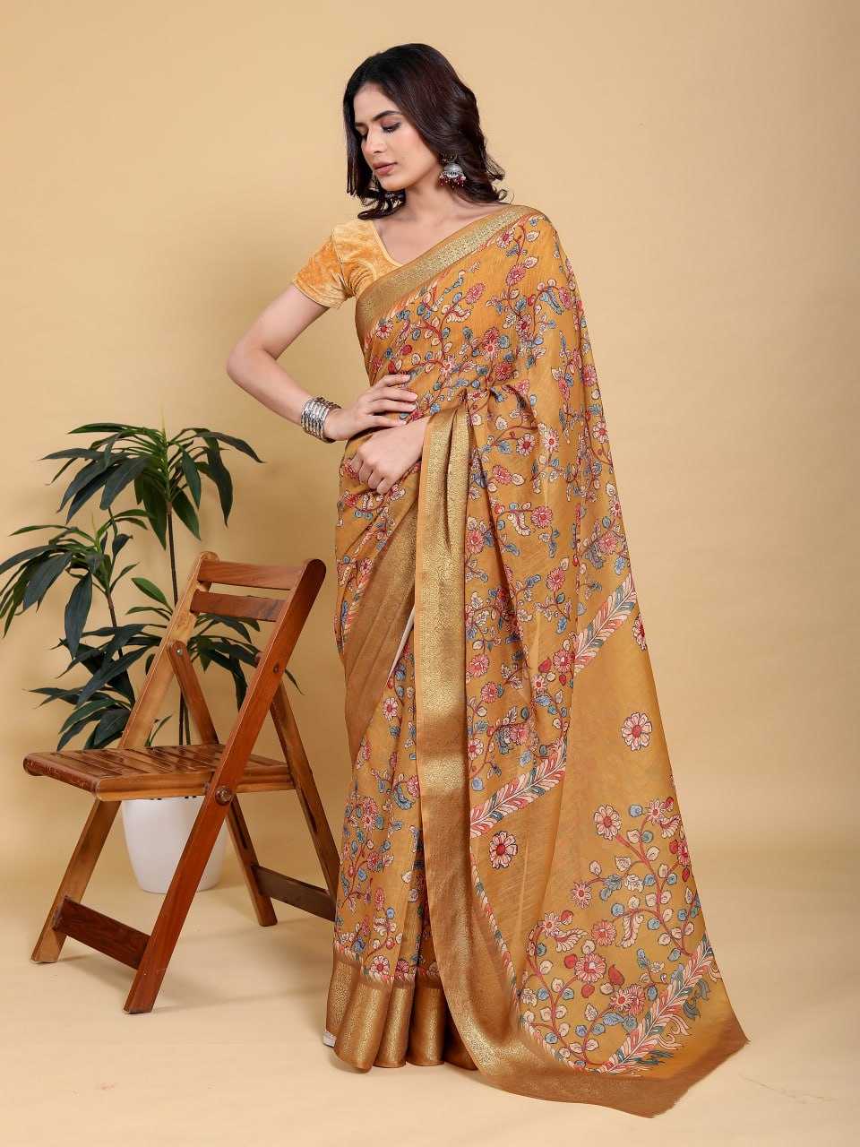 Cotton Cotton Linen Jacquard Saree