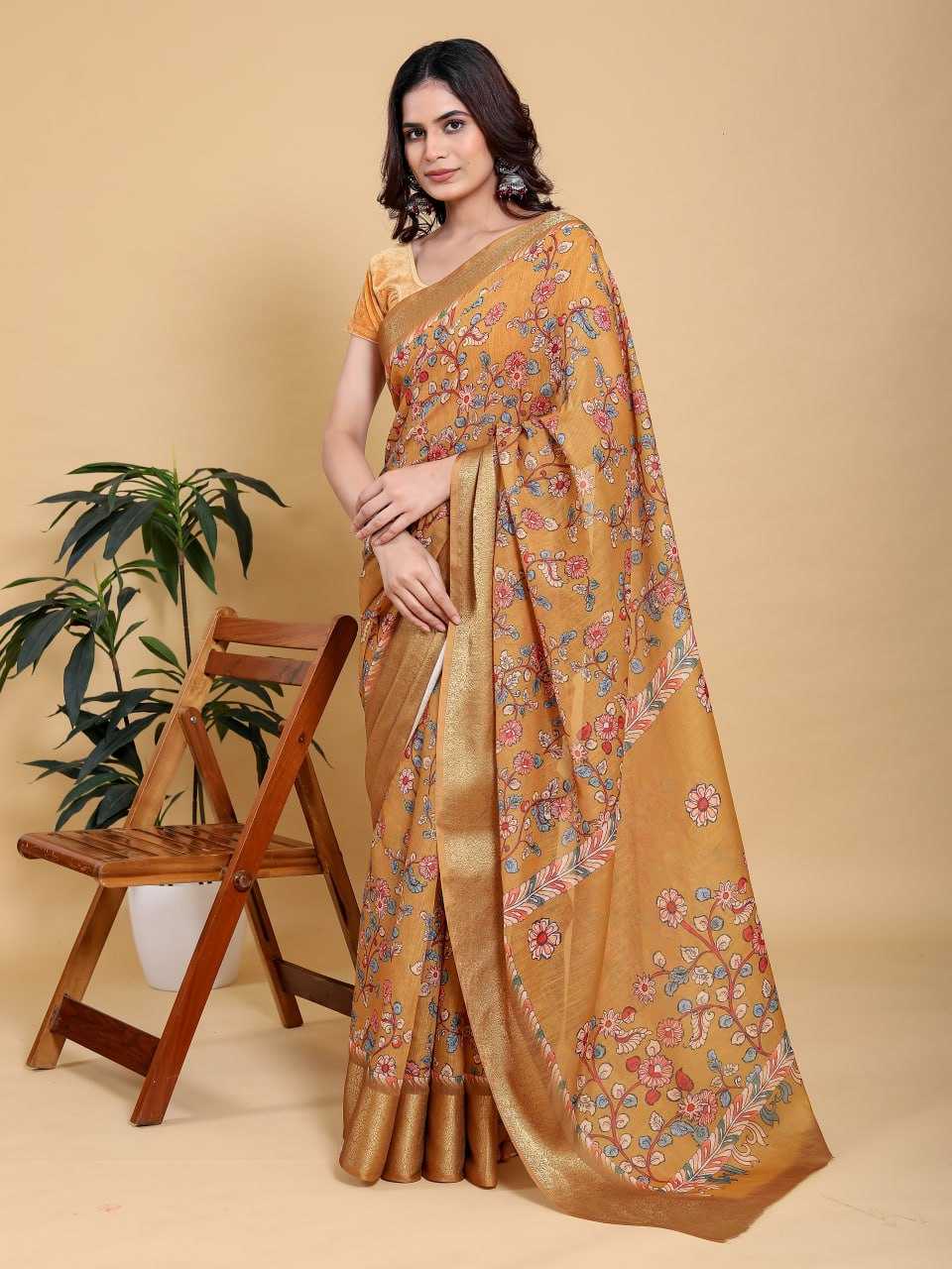 Cotton Cotton Linen Jacquard Saree