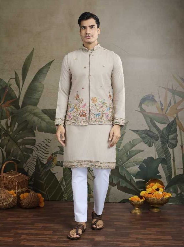 Cotton  Mens  Embroidered Kurta Pajama